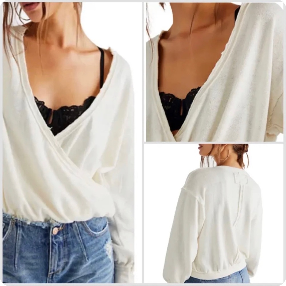 Free People AnywayTee Long Sleeve V-Neck Gardenia